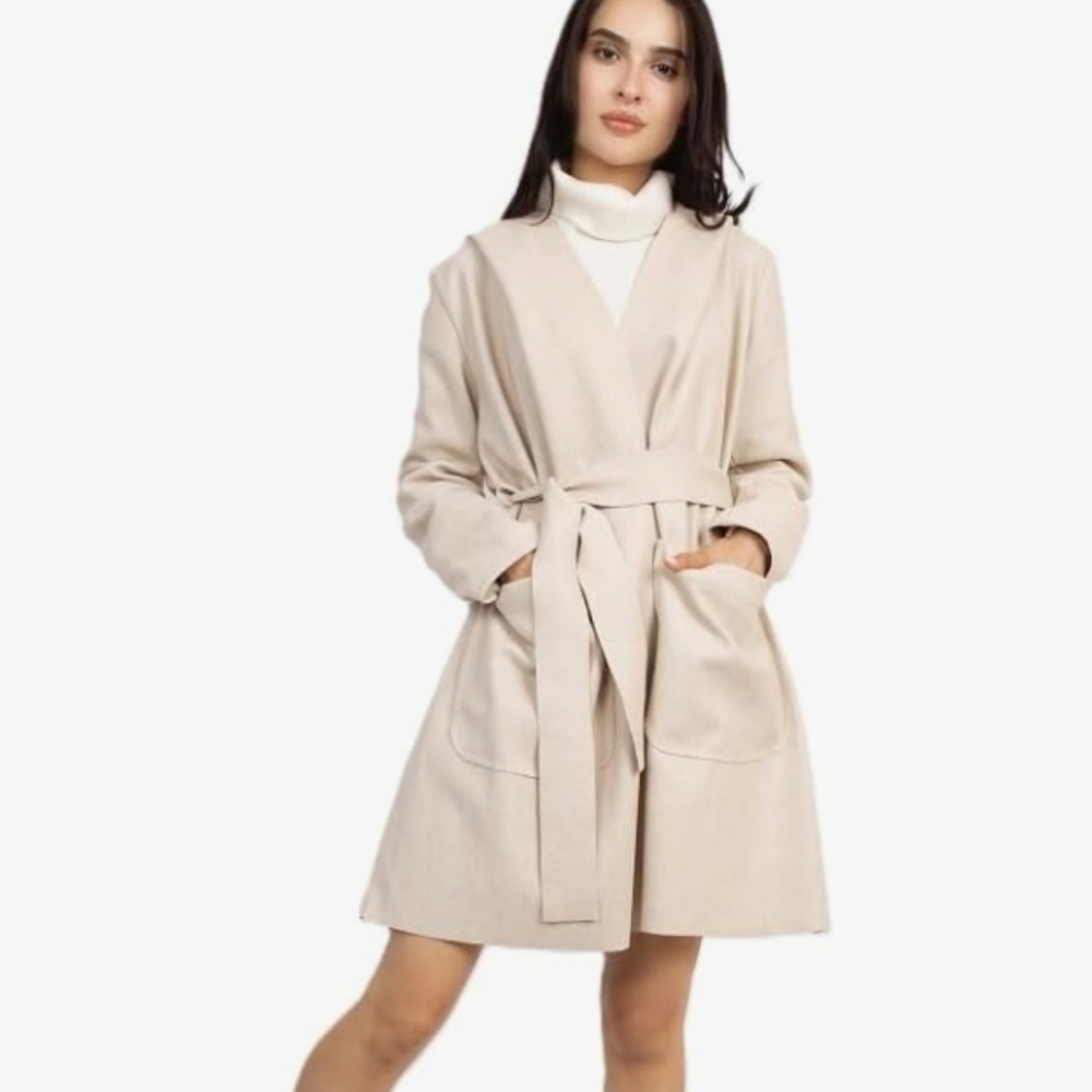 Joan Vass Creme Leather Jacket